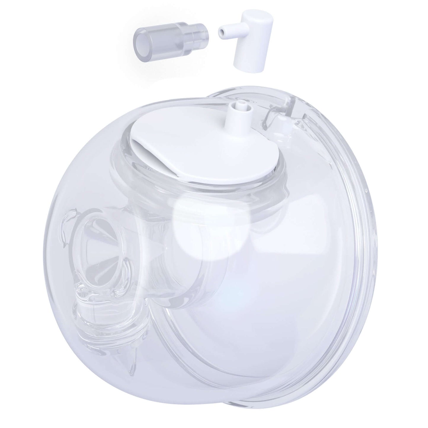 new version of collection cups tubing adaptors displaying how to connect it to pump-a-collect collection cups
