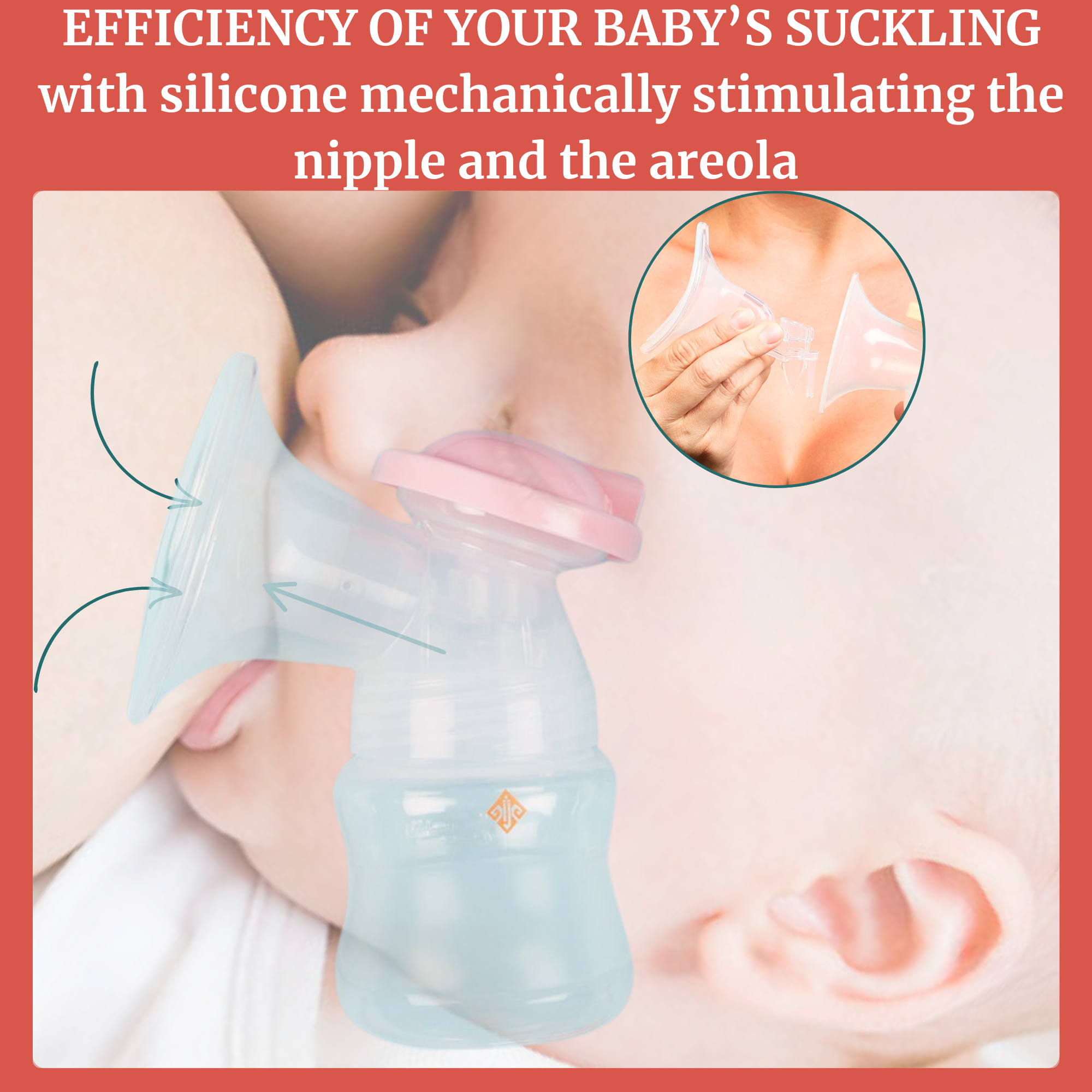 360 Fit Silicone Flange enhancing baby suckling efficiency with gentle silicone stimulation.