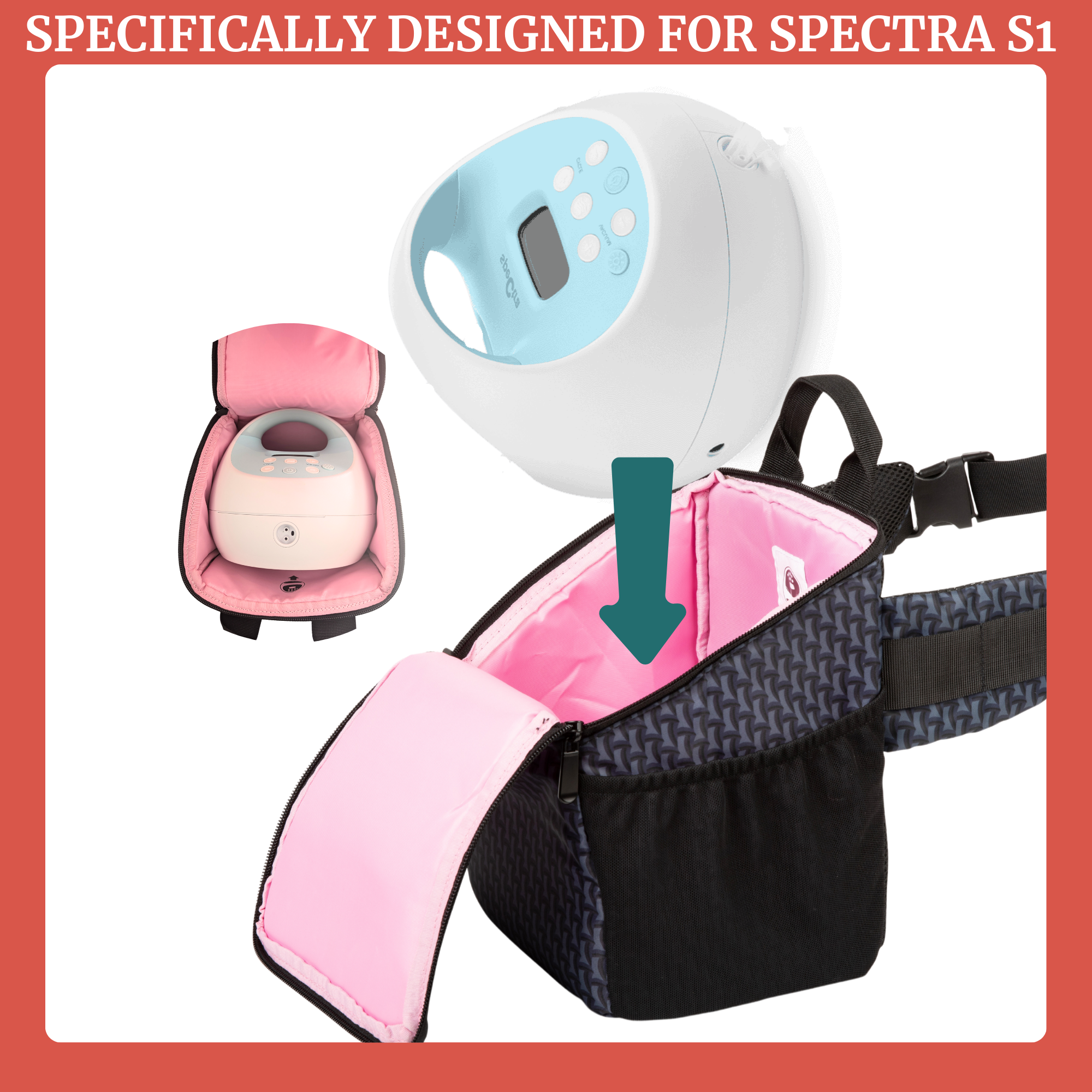 Pumping Bag for Spectra with large pockets for hands-free pumping and easy storage for flanges and pump.