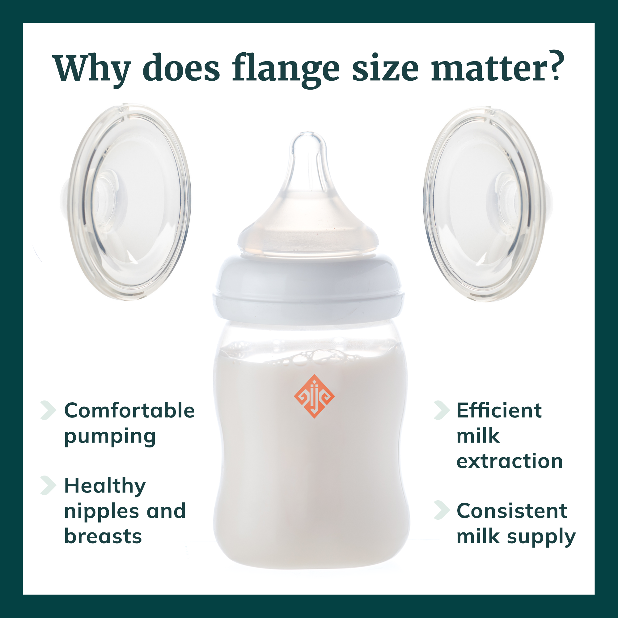 Wearable breast pump flange benefits image showing comfortable pumping, efficient milk extraction, and consistent milk supply.