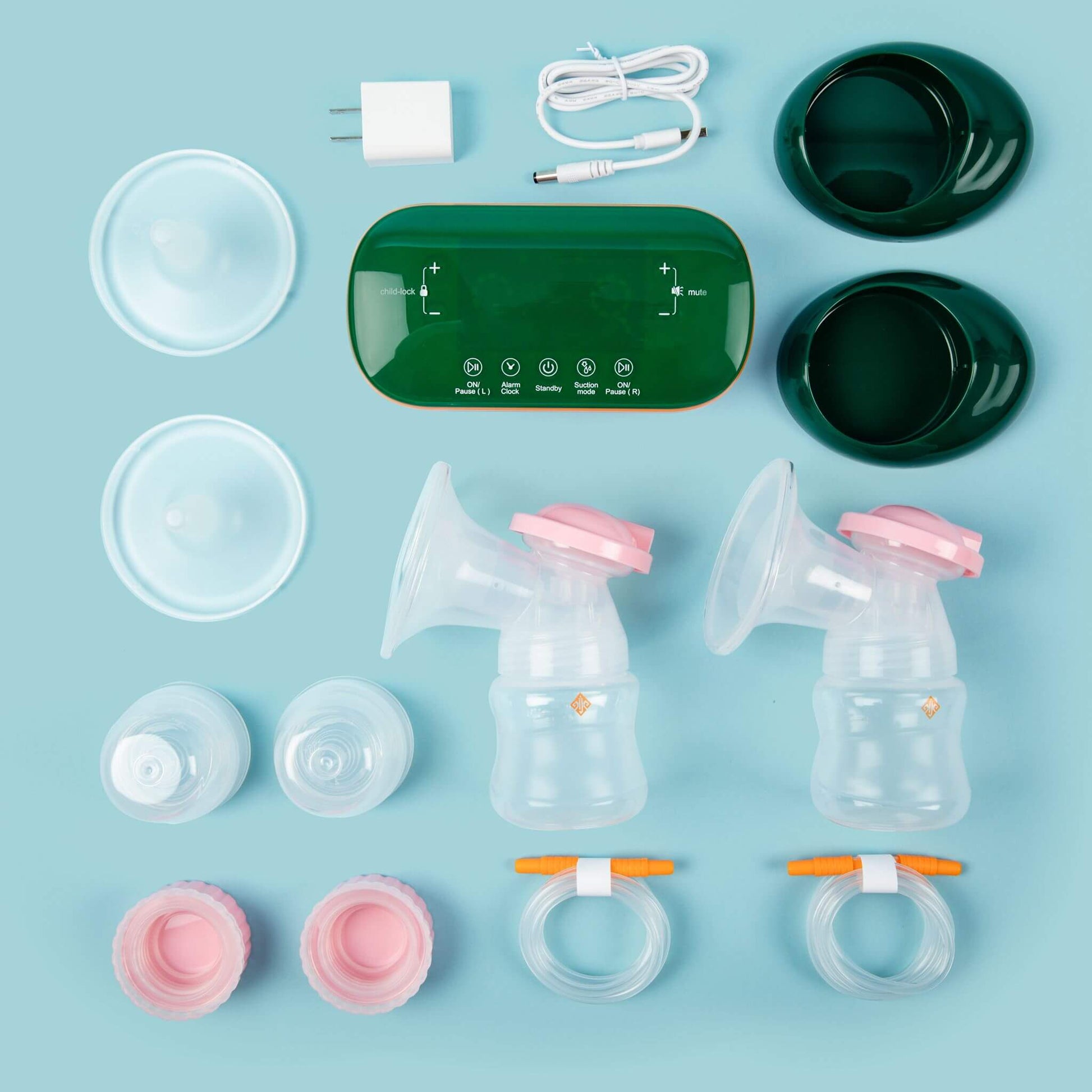 twain breast pump and all its parts flanges tubing motor bottle cap
