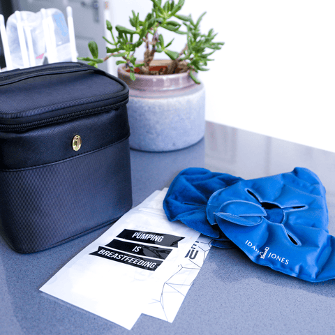 Image of instarelief breast therapy packs with roxwell cooler bag, and breast milk bags